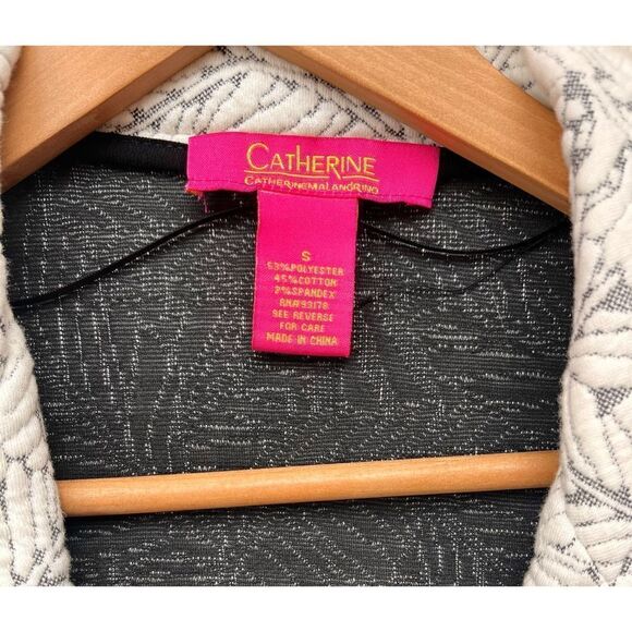 Catherine Malandrino White & Black Textured Knit Open Front Blazer, Size: Small - Picture 8 of 16